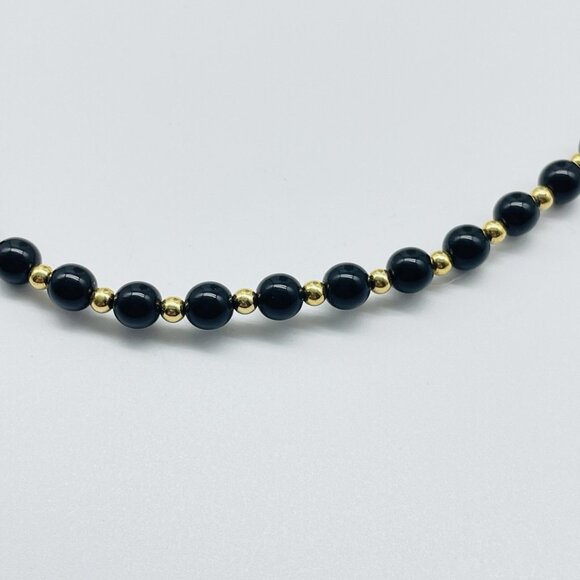 Vintage Monet Black Bead Necklace Signed - Picture 8 of 10
